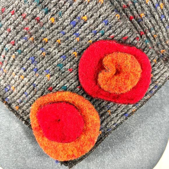 Platania Wool Neck Collar Scarf Gray Orange Red Made in Italy Lagenlook Cottage - Picture 3 of 8